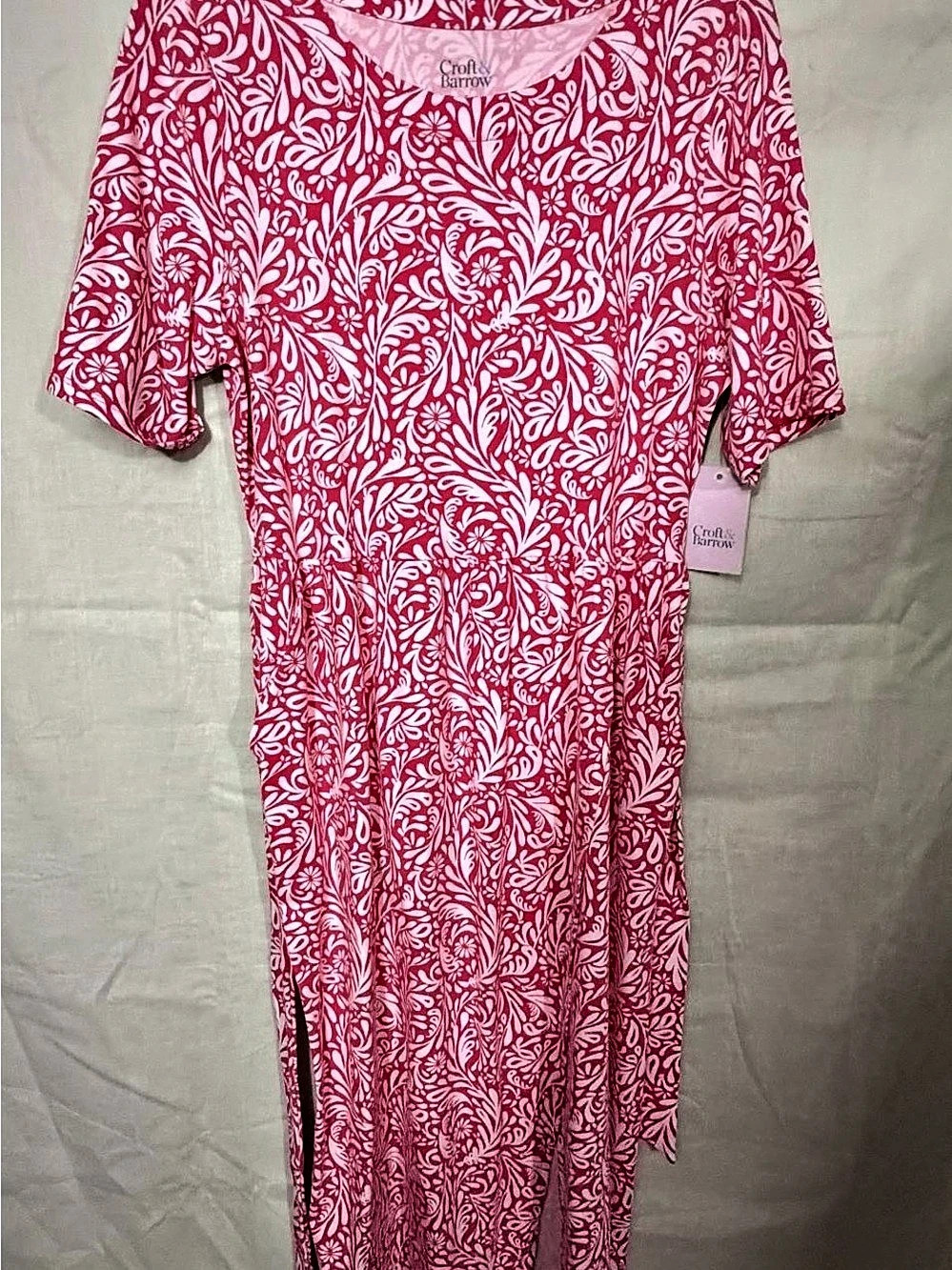 Croft & Barrow 660 PNK LRG SC Floral Maxi Dress Pink & White Size Small NWT